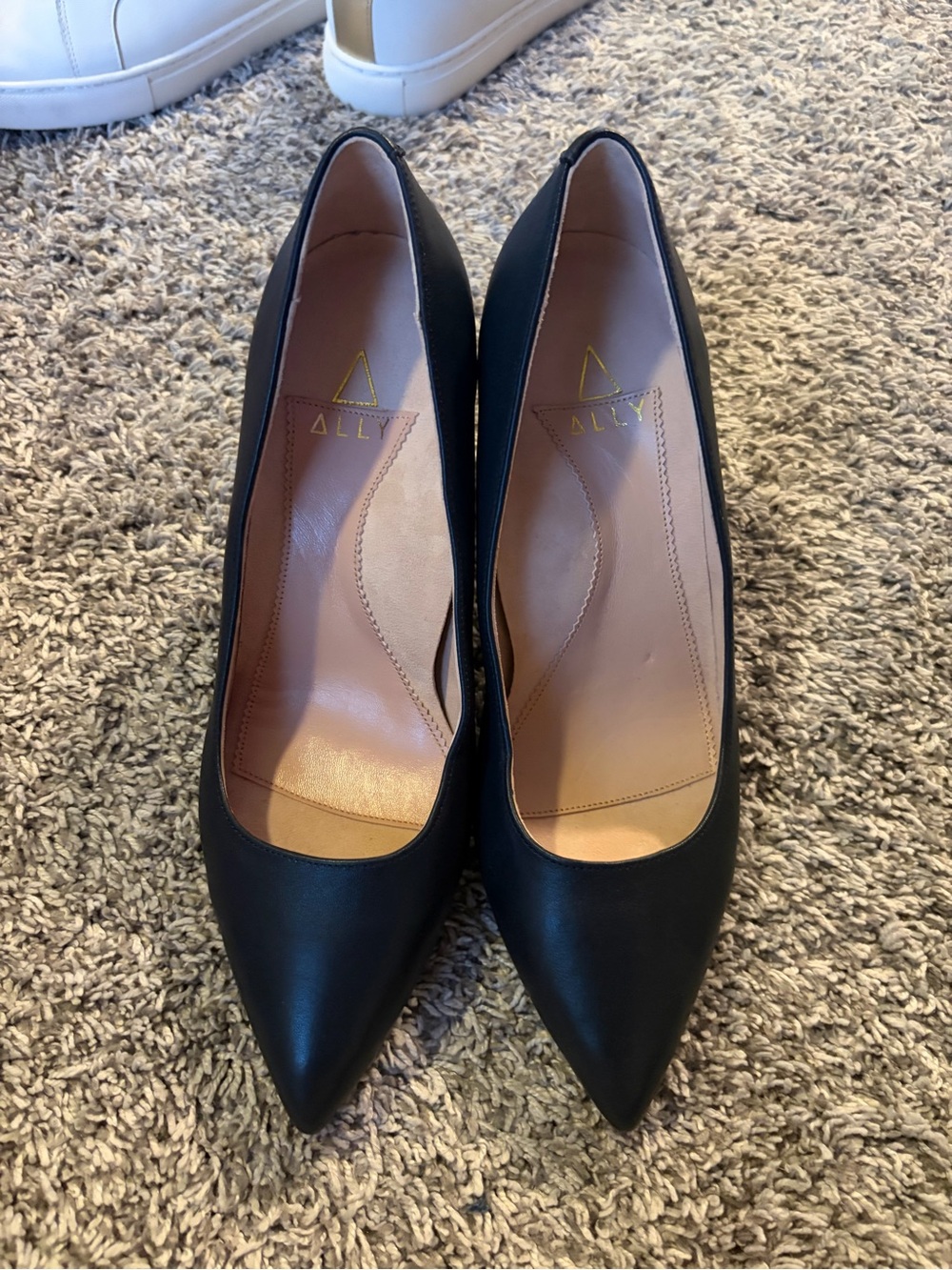 Ally Goodnight Navy Leather Block Heels